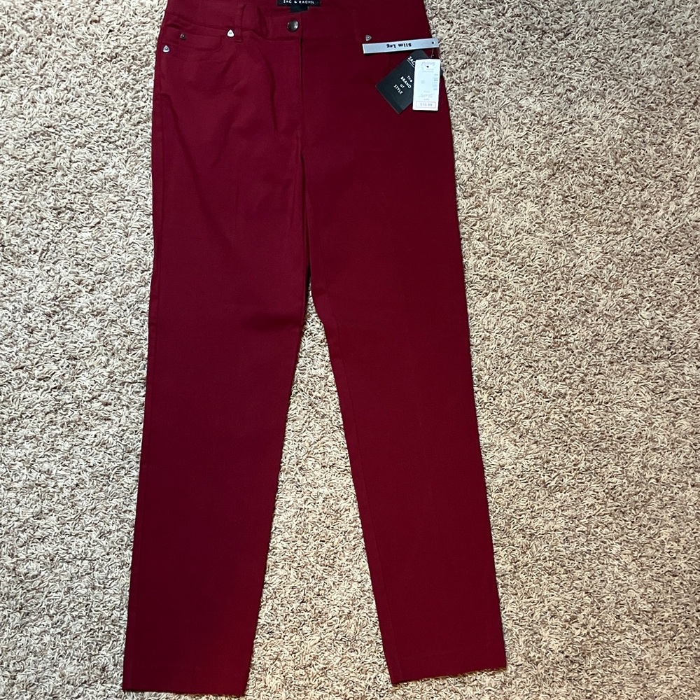 NWT Zac & Rachel Women's Skinny Pants in Deep Red